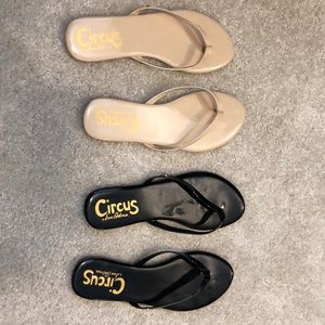 Nude and black flip flops- price is for both pair